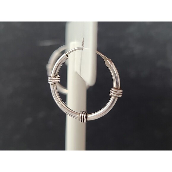925 Sterling Silver Hoop Pierced Earrings Vintage - Picture 1 of 10